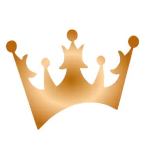 A gold crown with five points, each topped with a circular tip, gleams like a polished gem on a black background, reminiscent of the sparkling results of expert office cleaning.